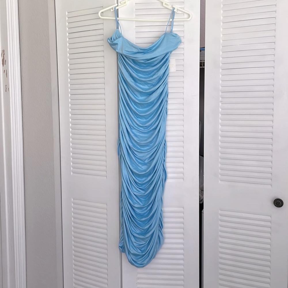 Baby Blue Long Scrunch Dress ❄️